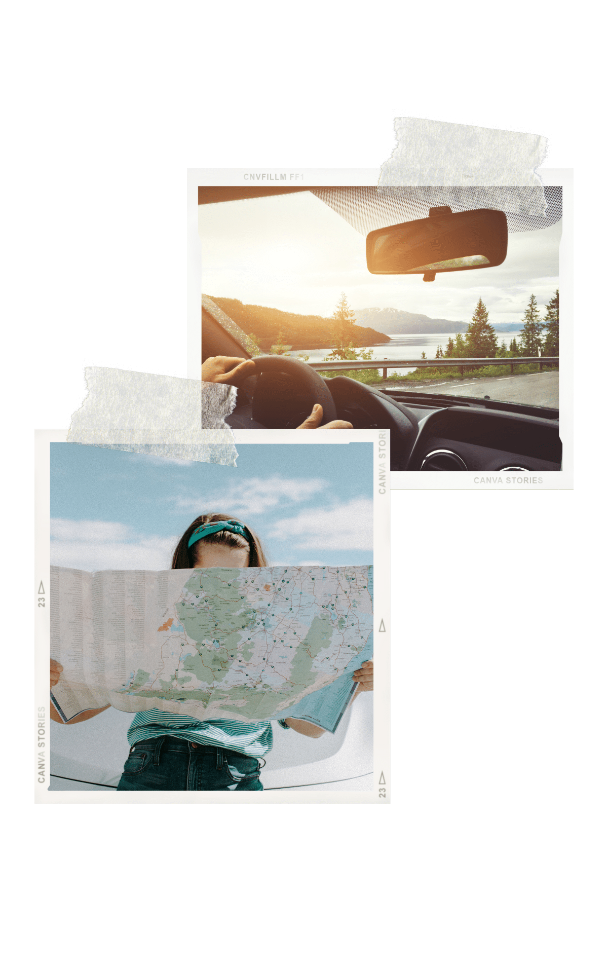 Map and the open road on a spontaneous road trip alone