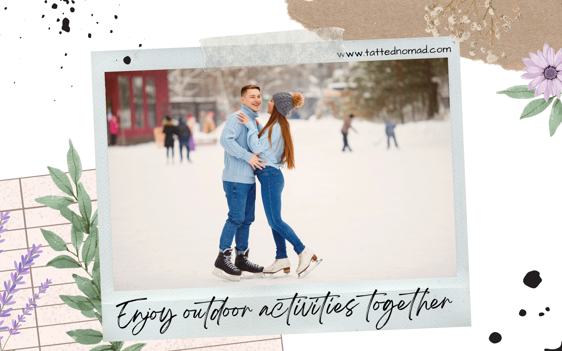 couple man and woman ice skating together in brooklyn