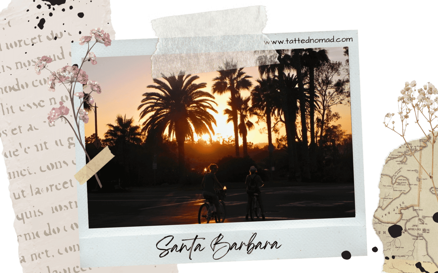 couple biking in santa barbara with sunset