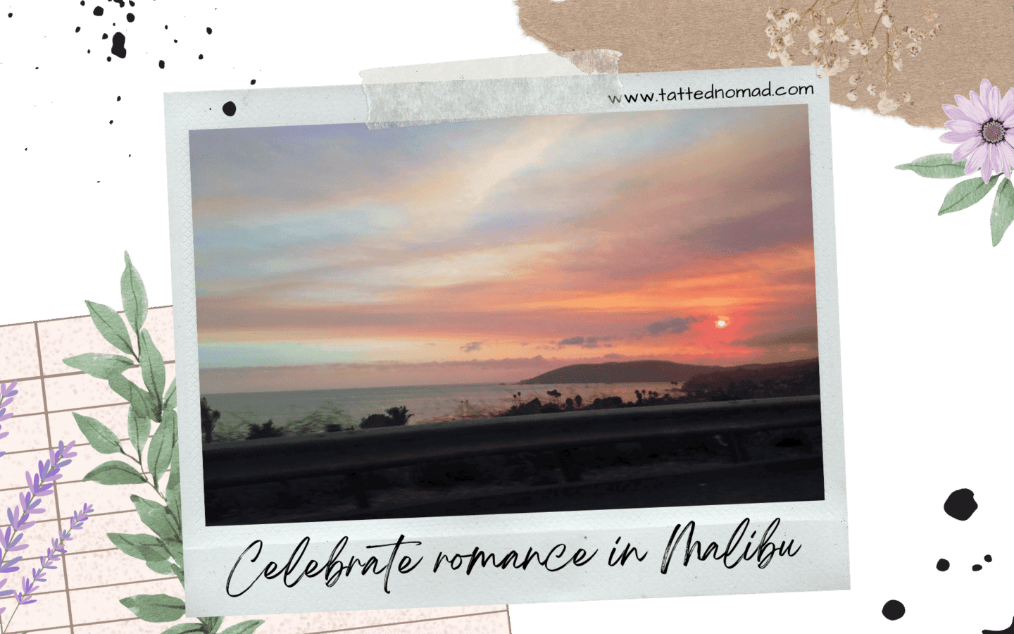 view of the sea and sunset from the road in malibu