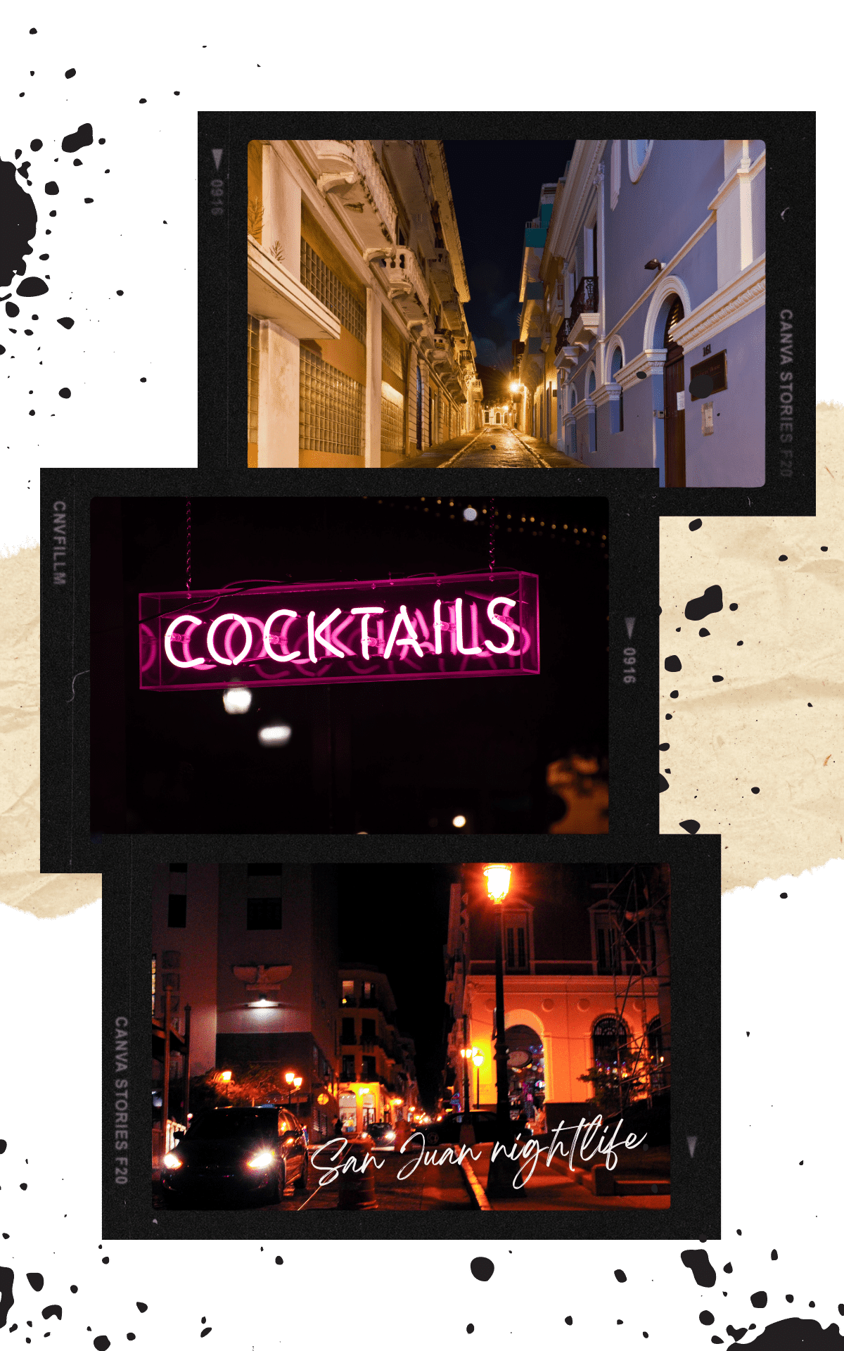 buildings and city lights at night in old san juan