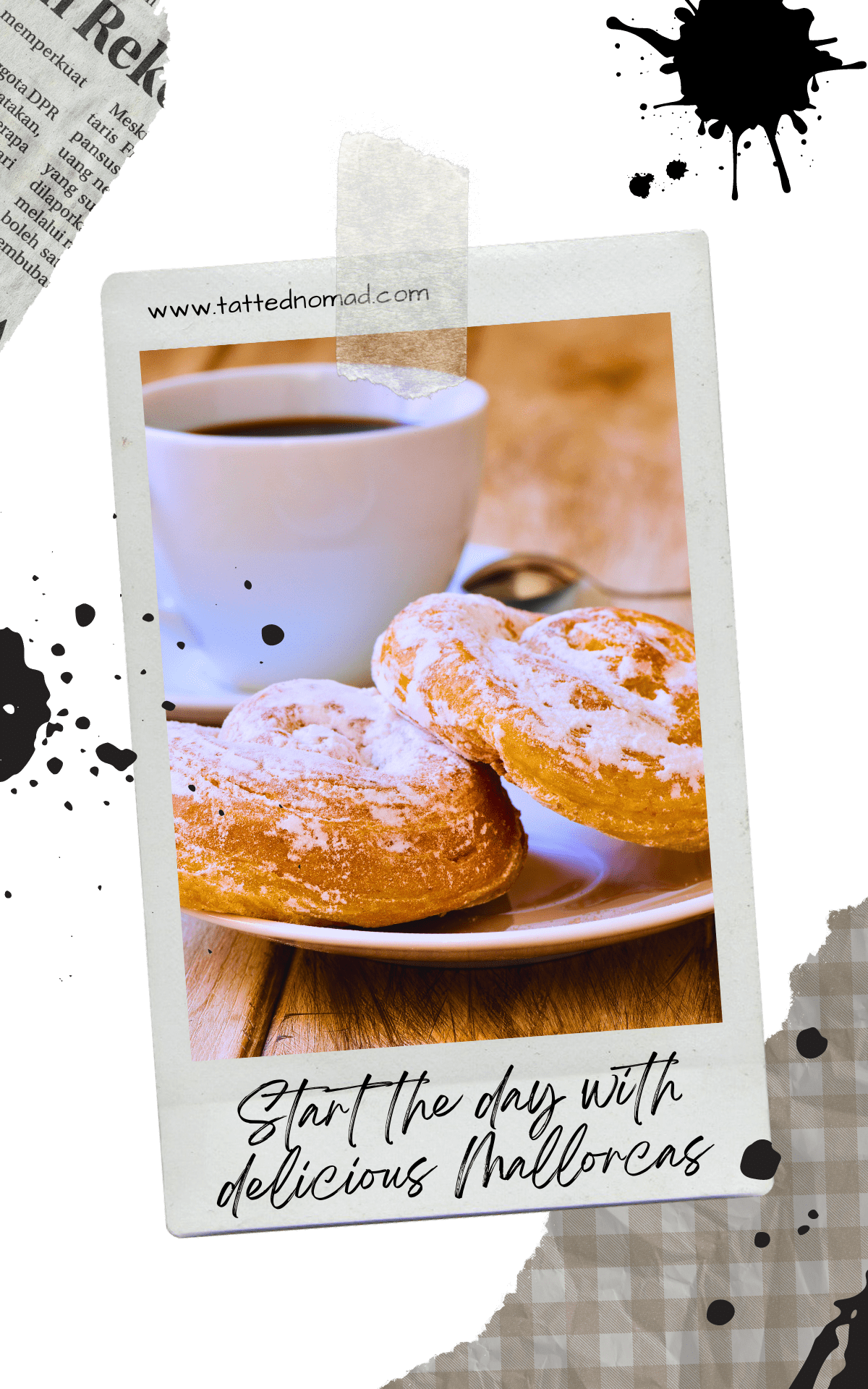 plate with two mallorcas and a cup of coffee