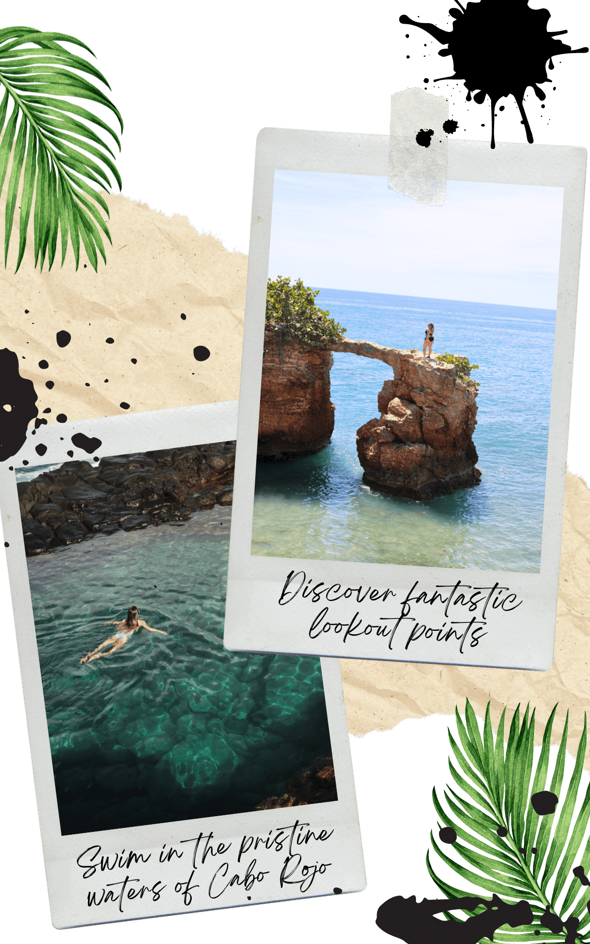 the stone bridge and a woman swimming in cabo rojo puerto rico