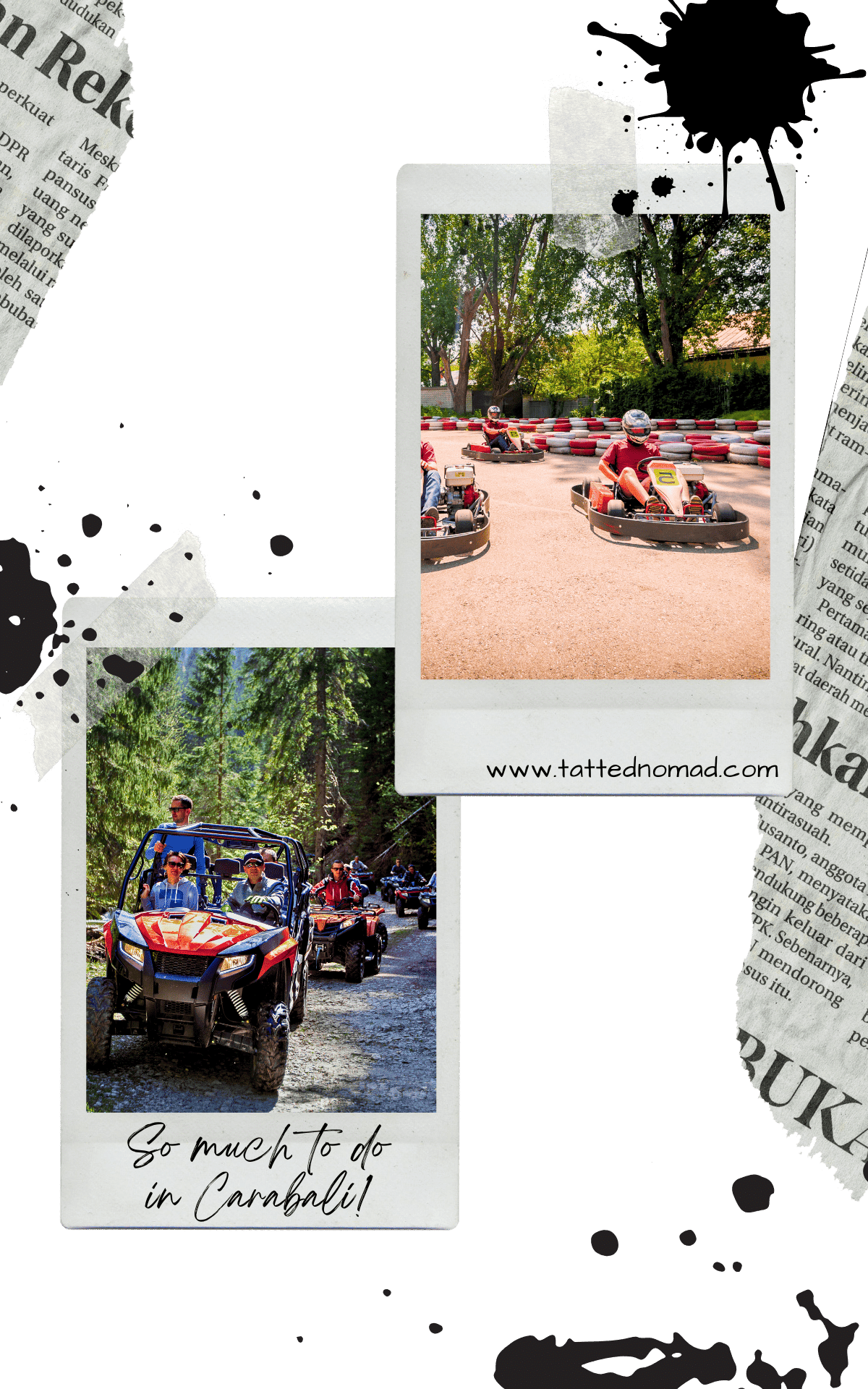 people driving atv vehicles and go karts with trees in the background in the rainforest at carabali park in puerto rico
